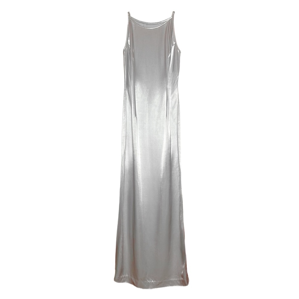 Vintage Elegant Silver Maxi Dress
